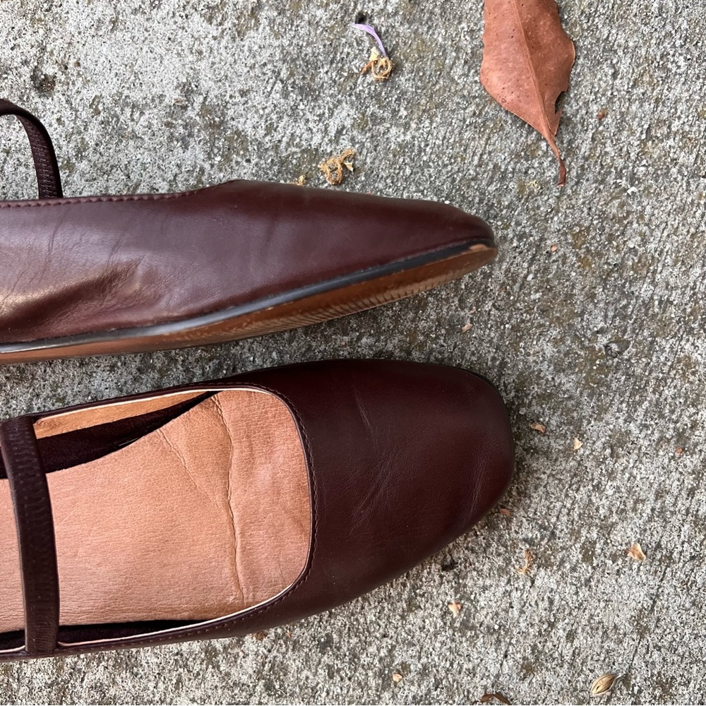 Madewell | Greta Brown Leather Flats Maryjanes GUC - Picture 7 of 9